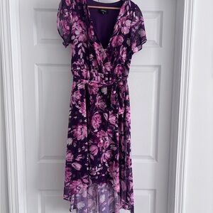 R&M Richards Purple Floral High Low Dress